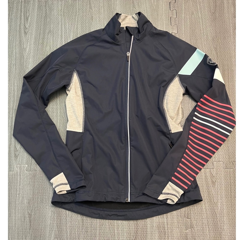 Rossignol Womens 37.5 Technical‎ Full Zip Jacket Navy Blue Grey Striped Small